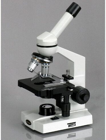 AmScope M220C-E Digital Monocular Compound Microscope, WF10x and WF25x Eyepieces, 40x-1000x Magnification, Tungsten Illumination, Brightfield, 1.25 NA Abbe Condenser, Coaxial Coarse and Fine Focus, Mechanical Stage, 110V, Includes 0.3MP Camera and Softwar in Saudi Arabia