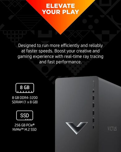 HP Victus 15L Gaming Desktop Bundle PC, NVIDIA GeForce RTX 1660 SUPER Graphics, 12th Generation Intel Core i3 Processor, 8 GB SDRAM, 256 GB SSD, Windows 11 Home OS, Wi-Fi & Bluetooth (TG02-0032, 2022) in Saudi Arabia