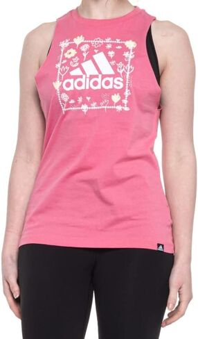 adidas Women's Graphic Floral Print Tank Top - Rose Tone (Pink)/White, Medium in Saudi Arabia