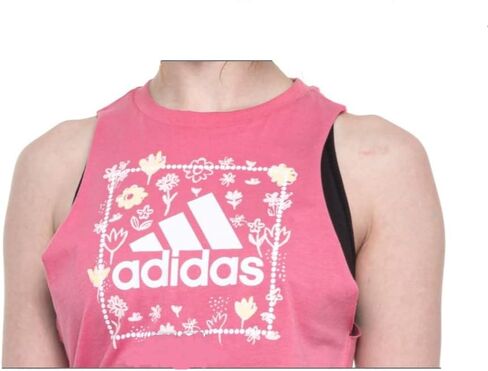 adidas Women's Graphic Floral Print Tank Top - Rose Tone (Pink)/White, Medium in Saudi Arabia