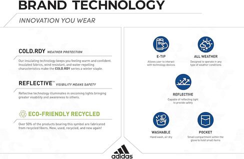 قفاز adidas Winter Performance Prime مع كف مصفوفة قرص العسل للقبضة ونقاط التوصيل لشاشة اللمس - أنماط متعددة in Saudi Arabia