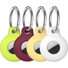 4 عبوات من حامل Airtag متوافق مع AirTag، جهاز تعقب GPS VAGAWEI Airtag GPS مع غطاء سلسلة مفاتيح، حافظة Airtag من السيليكون متعددة الألوان، حلقة مفاتيح للأطفال، المحفظة، طوق الكلب، الأمتعة، المفاتيح والمزيد
