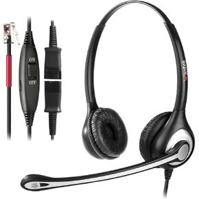 سماعة هاتف Wantek RJ9 مزدوجة مع ميكروفون لإلغاء الضوضاء، قطع اتصال سريع، تعمل مع هواتف Yealink T42G T46G T48G T21P T41P Avaya 1608 9608 9611G 9650 Grandstream Cisco Snom Panasonic KXT (602QY1) in Kuwait