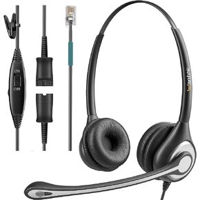 Wantek Corded Telephone Headset Mono w/Noise Canceling Mic for Avaya Aastra Allworx Adtran Alcatel Lucent AltiGen Comdial Digium Gigaset InterTel Mitel Plantronics MiVoice Landline Deskphones in Kuwait