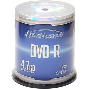 Optical Quantum DVD-R 4.7GB 16x Shiny Silver Top Media Disc - 100 Disc Spindle (FFP) OQDMR16ST-BX
