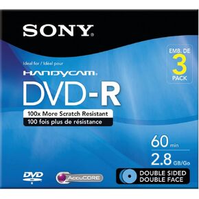 سوني 3DMR60DSR1HC 3 قطع DVD-R 8 سم بجوانب مزدوجة مع علّاقة