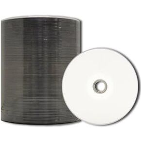 Blank DVD - Professional Grade White Inkjet Hub Printable 4.7GB 16x DVD-R - 100 Pack (White)