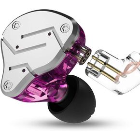 سماعات أذن KZ ZSN داخل الأذن 1BA+1DD، سماعات أذن سلكية، سماعات رأس IEM بصوت واضح للغاية، سماعات رأس بخاصية إلغاء الضوضاء مع كابل ثنائي دبوس 0.75 مم قابل للفصل (أسود، بدون ميكروفون)