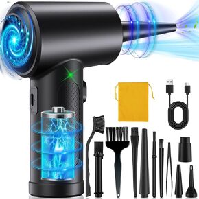 منفضة هواء مضغوطة كهربائية مع 3 تروس وإضاءة LED، لا يمكن استبدالها جيدًا ويمكن إعادة استخدامها، منفضة هواء لاسلكية 50000 دورة في الدقيقة، منفاخ غبار قابل لإعادة الشحن للكمبيوتر، منظف لوحة المفاتيح، 7600 مللي أمبير في الساعة in Kuwait
