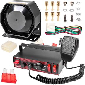 Police Siren 8 Tones Warning Emergency Siren PA System with Handheld Microphone 12V 200W for Police car,The Ambulance,Fire Truck,Engineering Vehicle in Kuwait