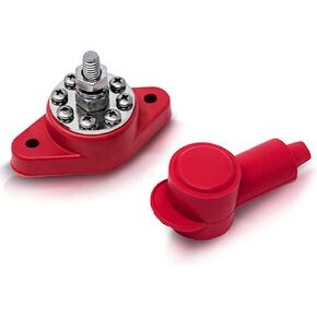 كتلة تقاطع توزيع الطاقة - 8 محطات توصيل 12 فولت مع التمهيد العازل وقرص الحماية - صنع في الولايات المتحدة الأمريكية (أسود، 1/4 بوصة) in Kuwait