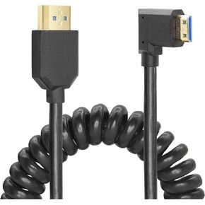YACSEJAO كابل HDMI ملفوف بزاوية يمين 8K 48 جيجابت في الثانية HDMI 2.1 Mini HDMI إلى HDMI كابل تلسكوبي ذكر عالي السرعة (زاوية أعلى) in Kuwait