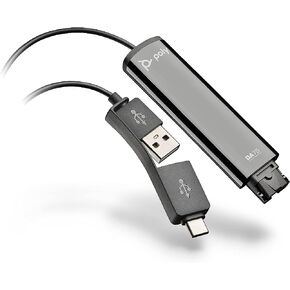 Poly - محول رقمي USB-A/USB-C DA85M (Plantronics) - يعمل مع سماعات الرأس ذات الاتصال السريع (QD) لمركز الاتصال المتعدد - حماية السمع الصوتية - أزرار الرد على المكالمات والمكالمات - مُحسّنة للفرق