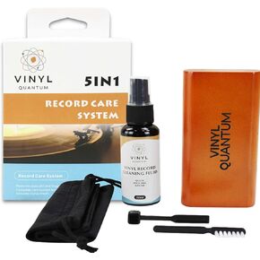 Vinyl Quantum - Vinyl Record Cleaning Kit - Complete 5-in-1 - Includes Ultra-Soft Velvet Record Brush, Small Cleaning Brush, XL Cleaning Liquid, and Stylus Brush in Saudi Arabia