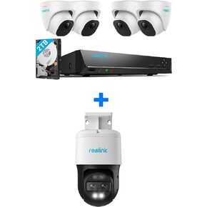 REOLINK 4K PoE Security Camera System, 4pcs Person/Vehicle Detection IP Cameras, 8CH NVR with 2TB HDD, RLK8-800D4 PoE Kit Bundle with PTZ SecurityOutdoor 360 Camera Trackmix PoE in Saudi Arabia
