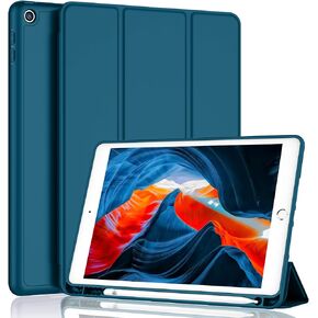 iMieet iPad 9th Generation Case 2021/iPad 8th Generation Case 2020 10.2 Inch with Pencil Holder, iPad 7th Gen 2019 Case with Soft Baby Skin Silicone Back, Auto Wake/Sleep Cover (Black) in Saudi Arabia