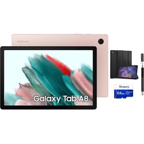 SAMSUNG Galaxy Tab A8 Android WiFi Tablet, 10.5'' Touchscreen (1920x1200) LCD Screen, 4GB, 64GB, Bluetooth, Android 11 OS, Pink Gold + Accessories