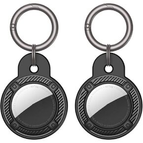 JIML مادة TPU AirTags حافظة سلسلة مفاتيح وغطاء واقٍ وحامل ملحقات تعقب مضادة للخدش وحافظة واقية لمكتشف علامات الهواء (قطعتان أسود) in Kuwait