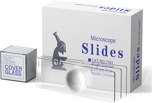 Vabiooth Frosted Microscope Slides Kit, 100 Pcs Pre-Cleaned Blank Microscope Slides and 100 Pcs 22x22mm Square Coverslips Cover Glass for Monocular Binocular Trinocular Microscopes in Kuwait