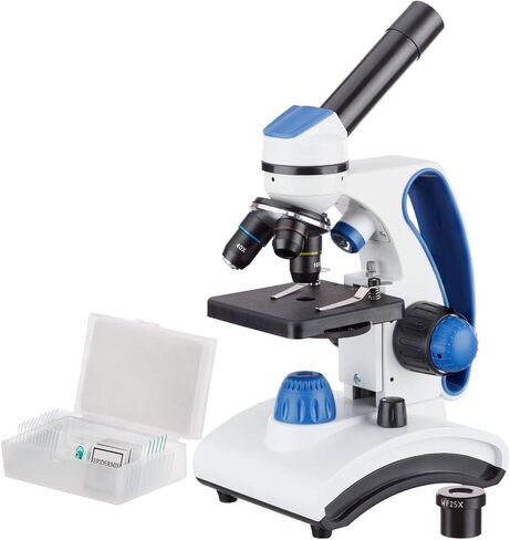 AmScope M162C-2L-PB10 40X-1000X Dual Light Glass Lens Metal Frame Student Microscope + Slides in Saudi Arabia