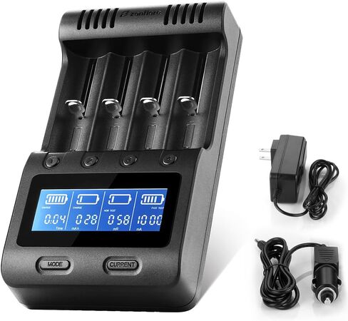 Zanflare C4 LCD Display Speedy Universal Smart Battery Charger,Battery Capacity Analyzer, for Rechargeable Batteries Ni-MH Ni-Cd A AA AAA SC, 18650 26650 26500 22650 18490 17670 17500(2 Pack) in Saudi Arabia