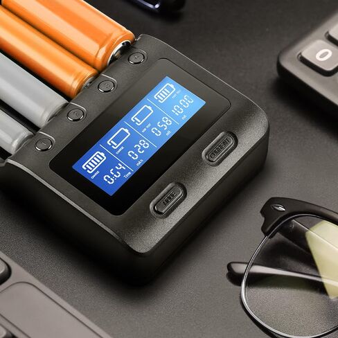Zanflare C4 LCD Display Speedy Universal Smart Battery Charger,Battery Capacity Analyzer, for Rechargeable Batteries Ni-MH Ni-Cd A AA AAA SC, 18650 26650 26500 22650 18490 17670 17500(2 Pack) in Saudi Arabia