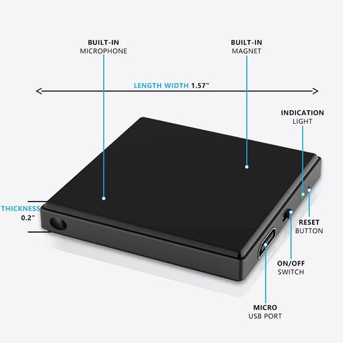 مسجل صوت مغناطيسي سعة 64 جيجابايت (800 ساعة)، جهاز استماع، عمر بطارية 40 ساعة، مسجل صوت، جهاز تسجيل صغير، أجهزة تسجيل صغيرة، ميكروفون مشغل MP3 in Kuwait
