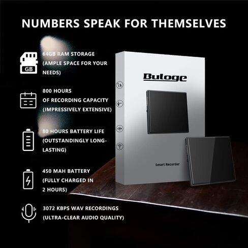 مسجل صوت مغناطيسي سعة 64 جيجابايت (800 ساعة)، جهاز استماع، عمر بطارية 40 ساعة، مسجل صوت، جهاز تسجيل صغير، أجهزة تسجيل صغيرة، ميكروفون مشغل MP3 in Kuwait