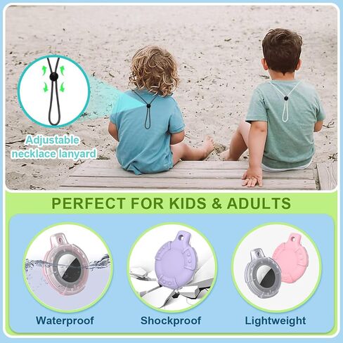 4 Pack for AirTag Bracelet & Air tag Necklace, Soft Silicone Wristband Air Tag Holder Hidden Waterproof Air Tags Accessories Compatible Lightweight, Adjustable (Pink+Purple) in Saudi Arabia