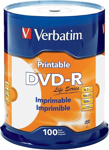 Verbatim® Life Series DVD-R Printable Disc Spindle, Pack Of 100 in Saudi Arabia