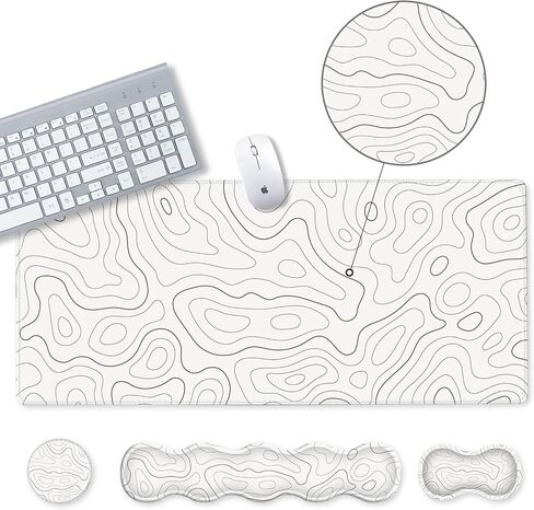 Desk Mat Gaming Mouse Pad, Cute Desk Matt Keyboard Wrist Rest for Desktop, Anti-Slip Big Mousepad Stitched Edges, XXL Large Mouse Pad with Wrist Support for Home Office Computer I Morandi Daisy in Kuwait