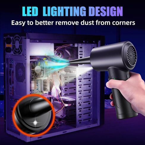 منفضة هواء مضغوطة كهربائية مع 3 تروس وإضاءة LED، لا يمكن استبدالها جيدًا ويمكن إعادة استخدامها، منفضة هواء لاسلكية 50000 دورة في الدقيقة، منفاخ غبار قابل لإعادة الشحن للكمبيوتر، منظف لوحة المفاتيح، 7600 مللي أمبير في الساعة in Kuwait