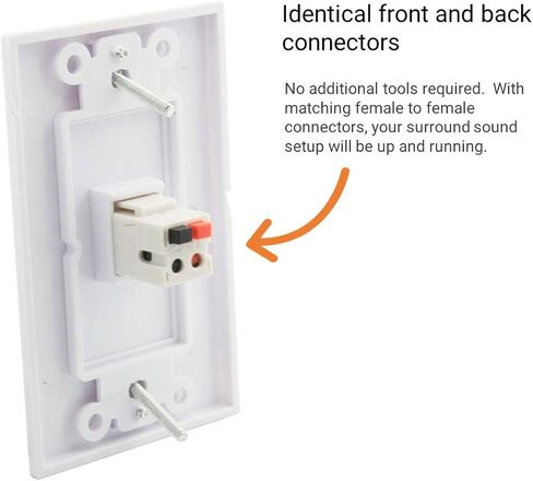 diyTech Speaker Keystone Jack – Spring Loaded Speaker Jack for Keystone Wall Plate, Female to Female, for Home Theater Wall Plates - White (8 Pack) in Kuwait