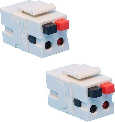 diyTech Speaker Keystone Jack – Spring Loaded Speaker Jack for Keystone Wall Plate, Female to Female, for Home Theater Wall Plates - White (8 Pack) in Kuwait