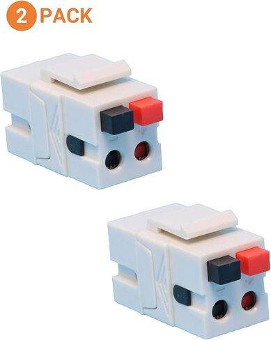 diyTech Speaker Keystone Jack – Spring Loaded Speaker Jack for Keystone Wall Plate, Female to Female, for Home Theater Wall Plates - White (8 Pack) in Kuwait