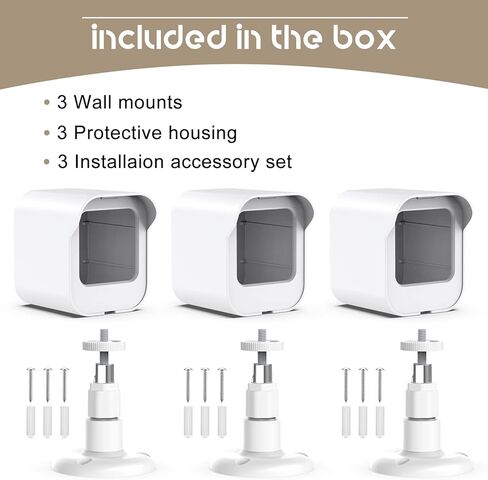 Wall Mount for Wyze Cam V3 , Outdoor and Indoor Weatherproof Protective Housing with 360 Degree Adjustable Mount Bracket, Home Security Camera System Accessories (WHITE-3Pack) in Kuwait