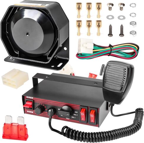 Police Siren 8 Tones Warning Emergency Siren PA System with Handheld Microphone 12V 200W for Police car,The Ambulance,Fire Truck,Engineering Vehicle in Kuwait