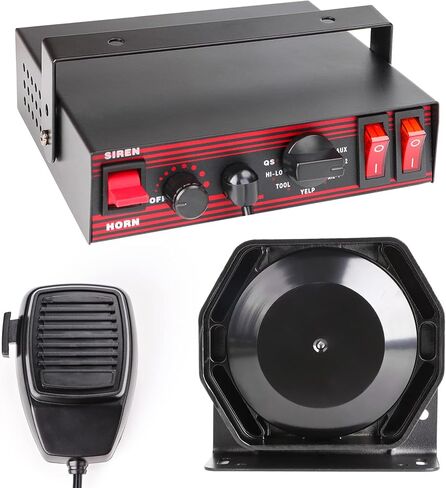 Police Siren 8 Tones Warning Emergency Siren PA System with Handheld Microphone 12V 200W for Police car,The Ambulance,Fire Truck,Engineering Vehicle in Kuwait