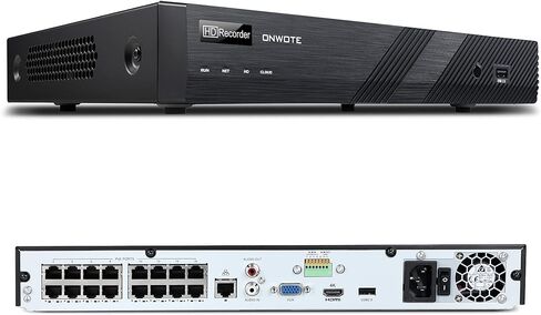 مسجل صوت فيديو ان في ار 16 قناة H.265+ 4K PoE من اونوت، يدعم 8MP 5MP 4MP 1080P، 16CH NVR بدون قرص صلب، يدعم حتى 20TB مع فتحتي تخزين، تشغيل متزامن 16-CH in Kuwait