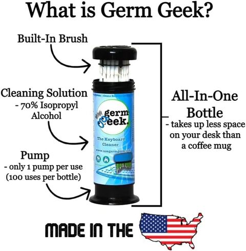 Germ Geek The Keyboard Cleaner منظف الغبار العالمي للوحة مفاتيح الكمبيوتر | إزالة الغبار عن الكمبيوتر المحمول | طقم تنظيف إلكترونيات المكتب، مزيل غبار الكمبيوتر in Kuwait
