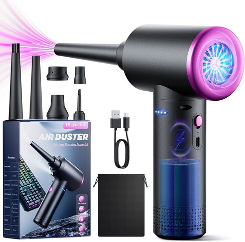 Compressed air Duster - 3 Gear Adjustable 100000RPM Electric air Duster with LED Light, Cordless air Blower for Computer Keyboard Car Cleaning Kit 9000mAh Rechargeable Dust Remover in Saudi Arabia