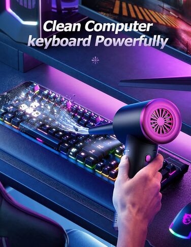 Compressed air Duster - 3 Gear Adjustable 100000RPM Electric air Duster with LED Light, Cordless air Blower for Computer Keyboard Car Cleaning Kit 9000mAh Rechargeable Dust Remover in Saudi Arabia