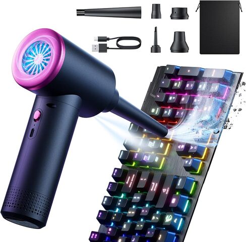 Compressed air Duster - 3 Gear Adjustable 100000RPM Electric air Duster with LED Light, Cordless air Blower for Computer Keyboard Car Cleaning Kit 9000mAh Rechargeable Dust Remover in Saudi Arabia