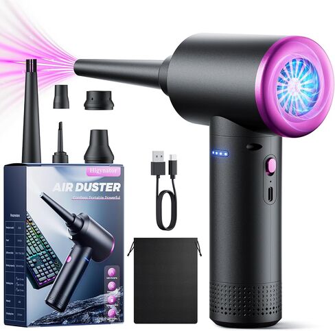 Compressed air Duster - 3 Gear Adjustable 100000RPM Electric air Duster with LED Light, Cordless air Blower for Computer Keyboard Car Cleaning Kit 9000mAh Rechargeable Dust Remover in Saudi Arabia