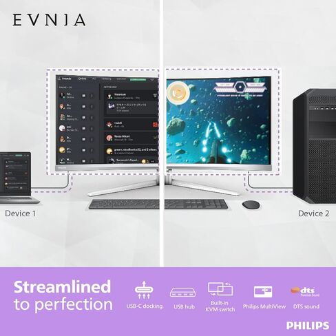 شاشة الألعاب المنحنية PHILIPS Evnia 34M2C8600 QD OLED مع دقة WQHD فائقة الدقة، 175 هرتز، AMD FreeSync Premium Pro، قاعدة توصيل USB-C، ارتفاع قابل للتعديل، استبدال مسبق لمدة 4 سنوات، مفتاح Xbox PS5 in Kuwait