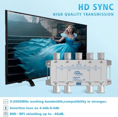 8 Way coaxial Cable Splitter, Bi-Directional MoCA 5-2500MHz - Suitable for high- High-Performance Splitter for TV, Internet, or Satellite in Kuwait