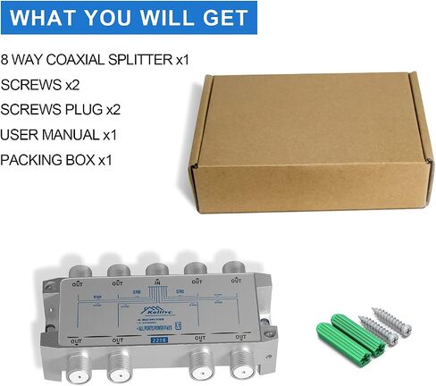 8 Way coaxial Cable Splitter, Bi-Directional MoCA 5-2500MHz - Suitable for high- High-Performance Splitter for TV, Internet, or Satellite in Kuwait
