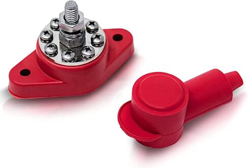 كتلة تقاطع توزيع الطاقة - 8 محطات توصيل 12 فولت مع التمهيد العازل وقرص الحماية - صنع في الولايات المتحدة الأمريكية (أسود، 1/4 بوصة) in Kuwait