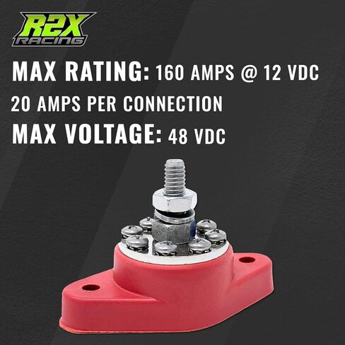 كتلة تقاطع توزيع الطاقة - 8 محطات توصيل 12 فولت مع التمهيد العازل وقرص الحماية - صنع في الولايات المتحدة الأمريكية (أسود، 1/4 بوصة) in Kuwait