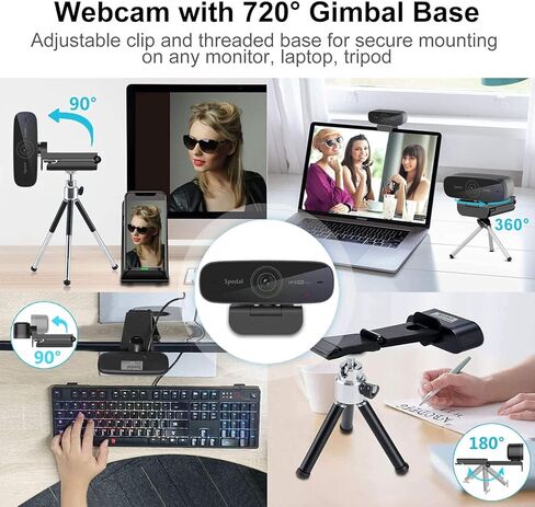 كاميرا ويب Spedal 1080P 60 إطارًا في الثانية مع ميكروفون مزدوج، تركيز تلقائي، برنامج متضمن، كاميرا ويب فائقة الدقة، كاميرا كمبيوتر USB للألعاب/التدريس عبر الإنترنت/مكالمات الفيديو/التكبير/التصغير/سكايب in Kuwait